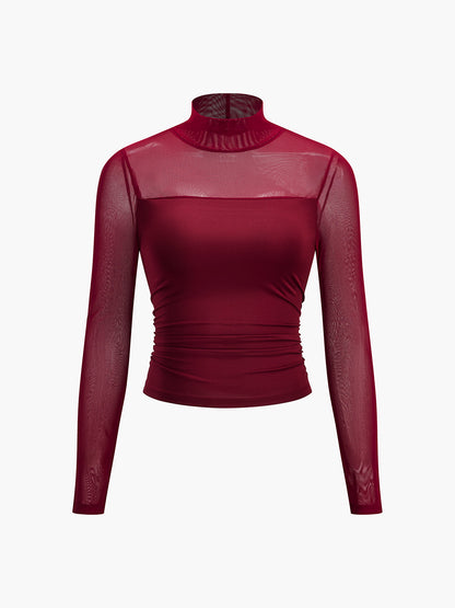 Pliseli Şeffaf Panelli Tişört