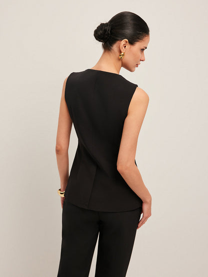 V Yaka Düğme Detaylı Yelek