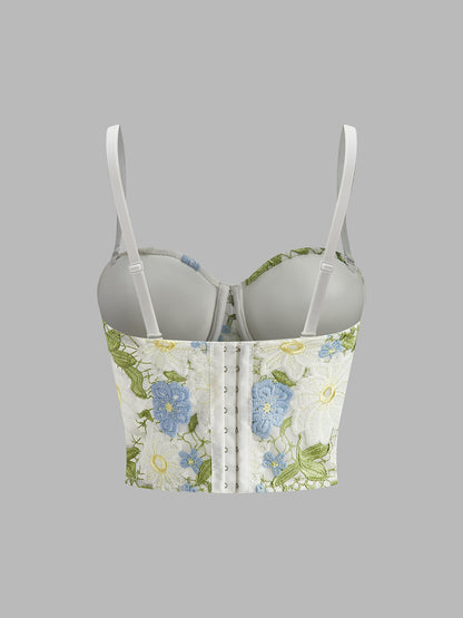 Çiçek İşlemeli Kalp Korse