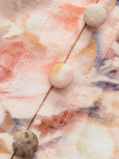 Kemerli Balon Kollu Çiçekli Elbise