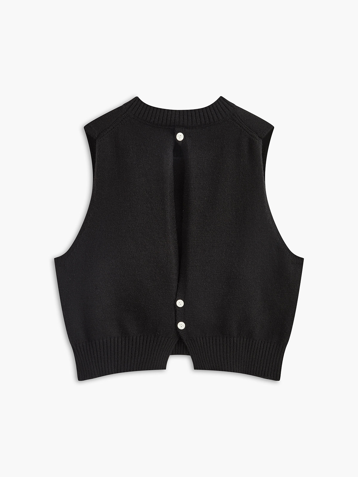 Çiçek Desenli Düğmeli Örgü Yelek