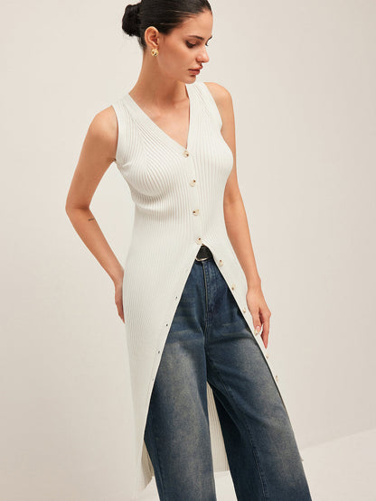 Düğme Detaylı Ribana Elbise