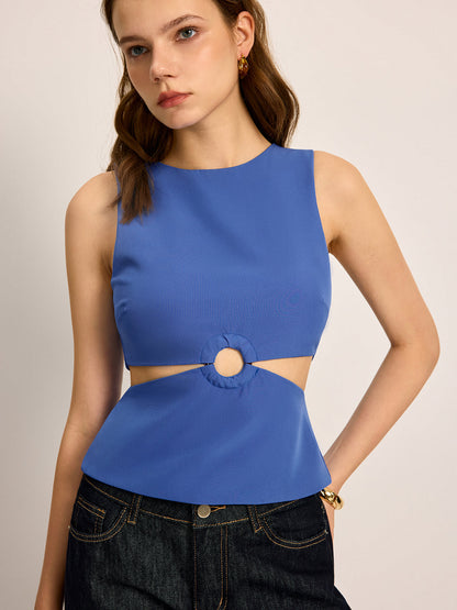 Kesik Detaylı Yuvarlak Yaka Üst