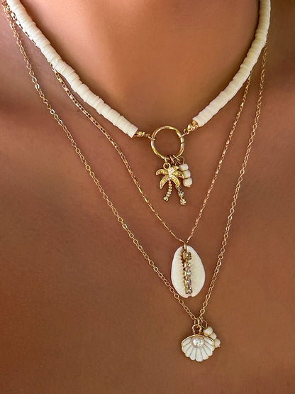 Üçlü Sıralı Deniz Kabuğu Kolye