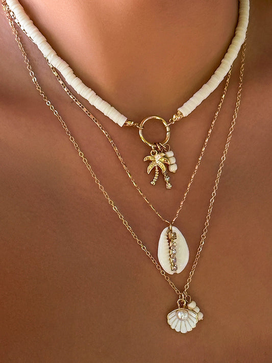 Üçlü Sıralı Deniz Kabuğu Kolye