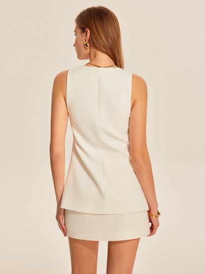 Önü Bölünmüş V Yaka Etek Takımı