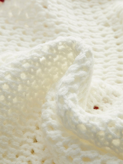 Düğmeli Kontrast Tığ İşi Yelek