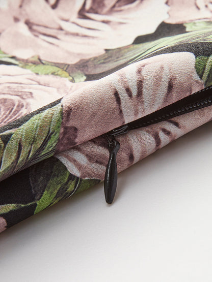 Çiçekli Dantelli Sırtı Bağlamalı Elbise