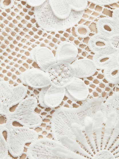 Askısız 3D Çiçekli Dantel Elbise