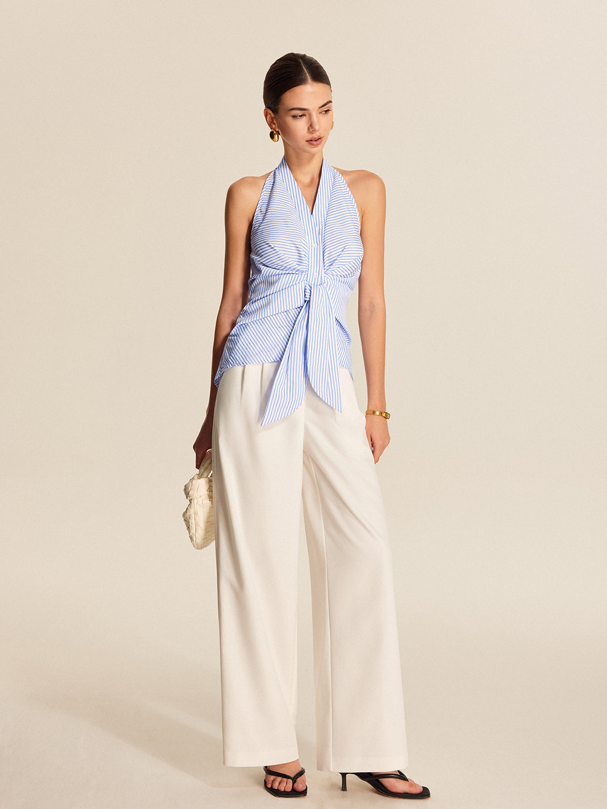 Çizgili Askılı Bağcıklı Üst