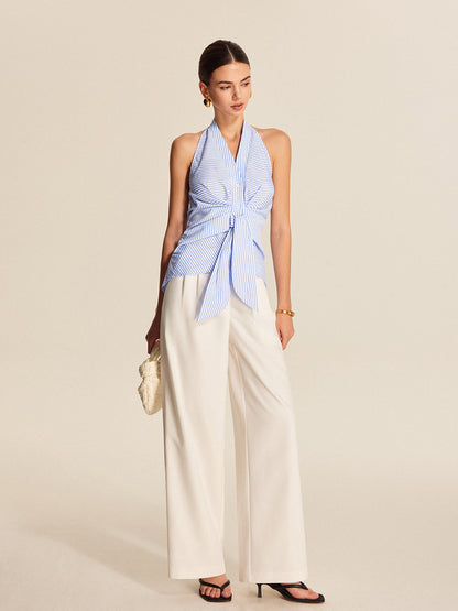 Çizgili Askılı Bağcıklı Üst