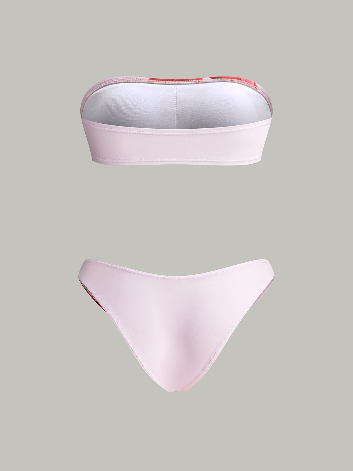 Çiçek Desenli Bandeau Bikini ve Üst Etek