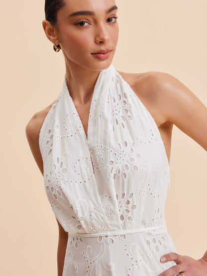 Halter Yakalı, Kuşaklı, Midi Elbise