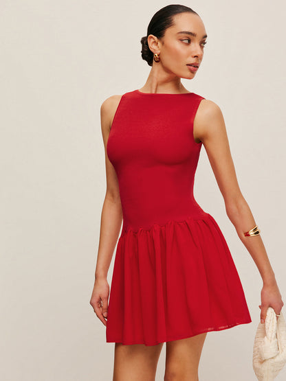 Kolsuz Örme Şifon Elbise