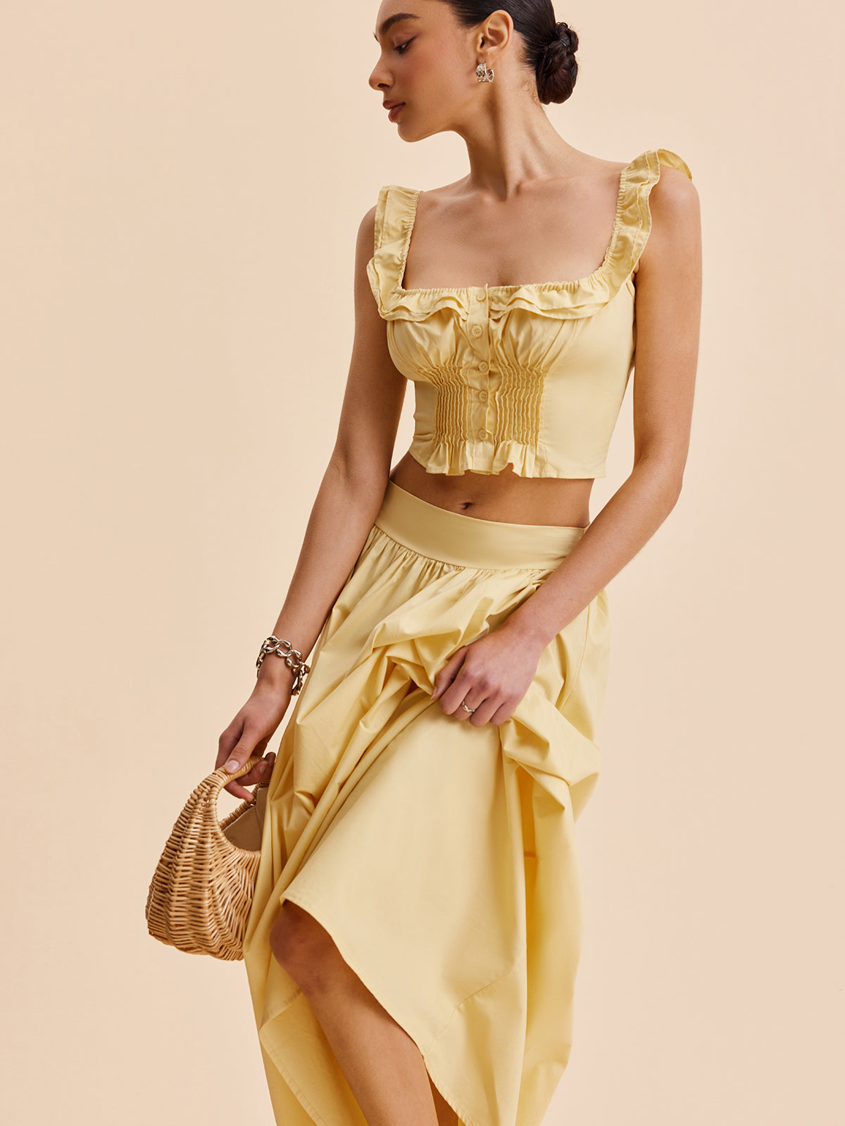 Fırfırlı Kırpılmış Etek Takımı