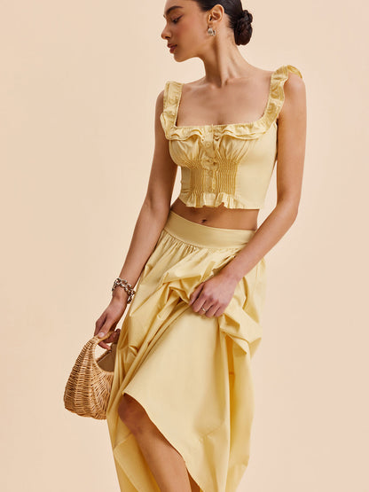 Fırfırlı Kırpılmış Etek Takımı