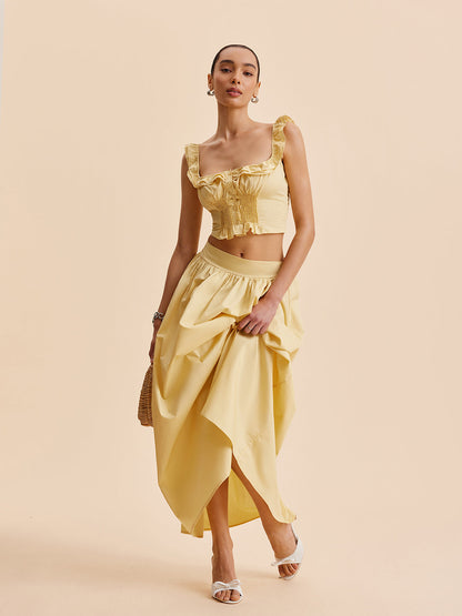 Fırfırlı Kırpılmış Etek Takımı