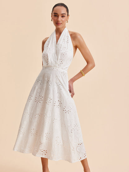 Halter Yakalı, Kuşaklı, Midi Elbise