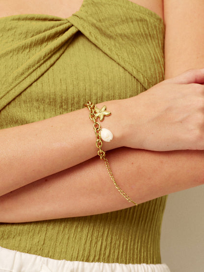 Altın Zincir Deniz Kabuğu Charm Bileziği