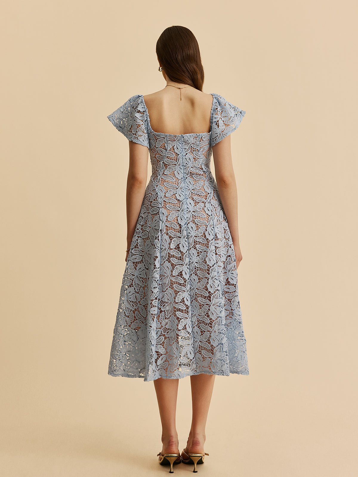 Kalp Yaka Dantel Elbise