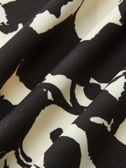 Soyut Çiçek Desenli A Kesim Etek