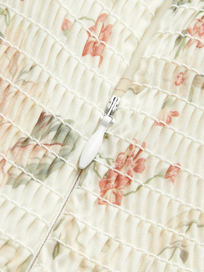 Volanlı Askılı Belden Bağlamalı Çiçek Desenli Elbise