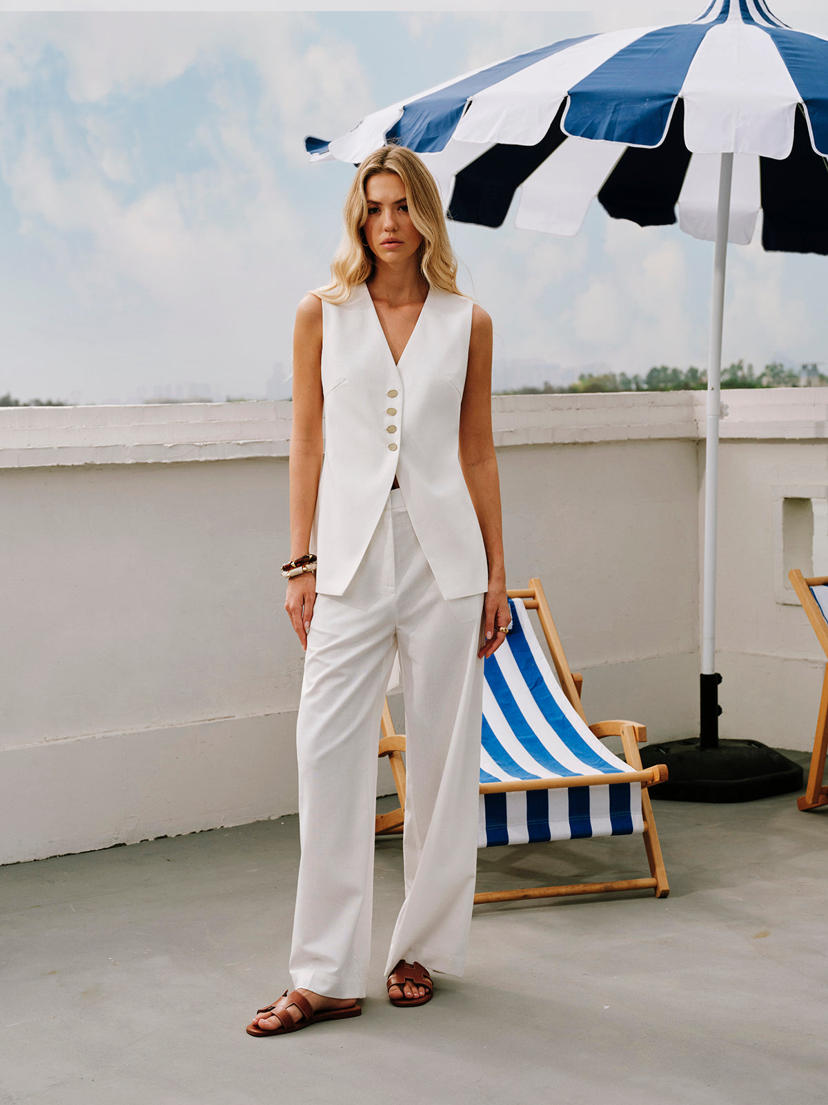 Pamuk ve Keten Bağlamalı Yelek