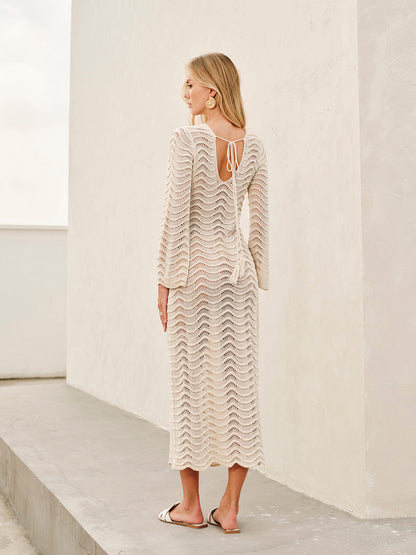 Metal Kesimli Bağcıklı Kazak Elbise