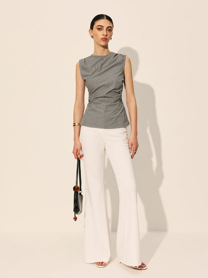 Gingham Büzgülü Kolsuz Üst