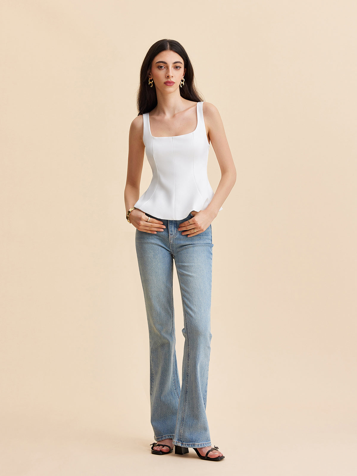 Kare Yaka Peplum Atlet