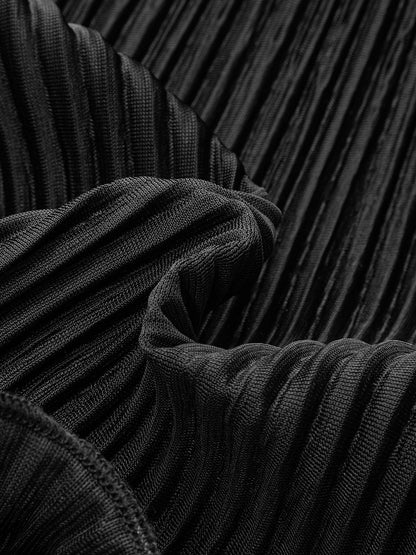 Volanlı Düğmeli Plisse Bluz