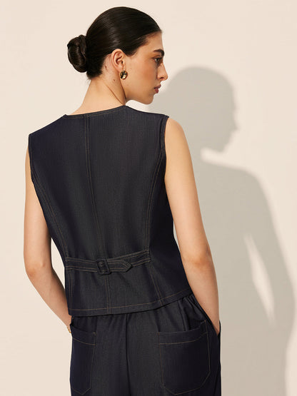 Kot Cepli Düğmeli Yelek