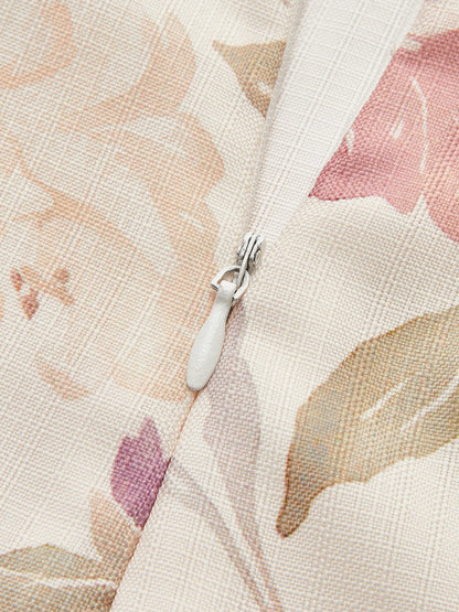 Romantik Çiçekli A Kesim V Yaka Askılı Elbise