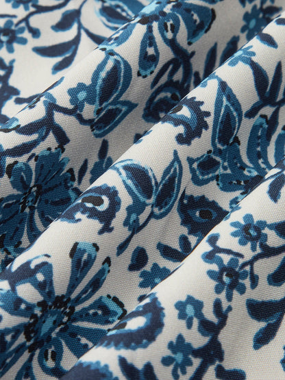 Boho Yakalı Omuzdan Bağlamalı Çiçekli Elbise