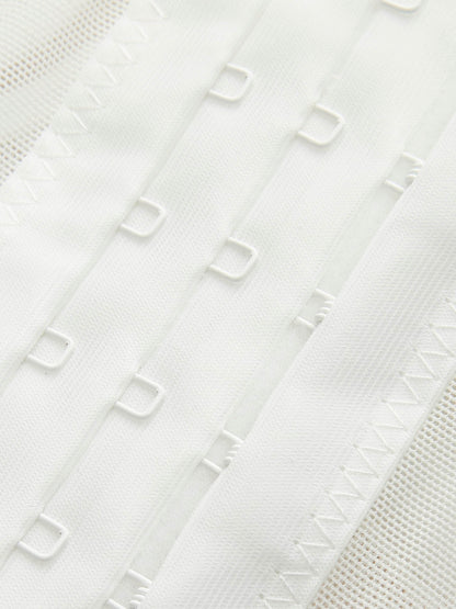 Yarı Şeffaf Nakışlı File Korse