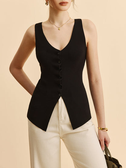 Marul Kesimli Yırtıklı Kazak Yelek