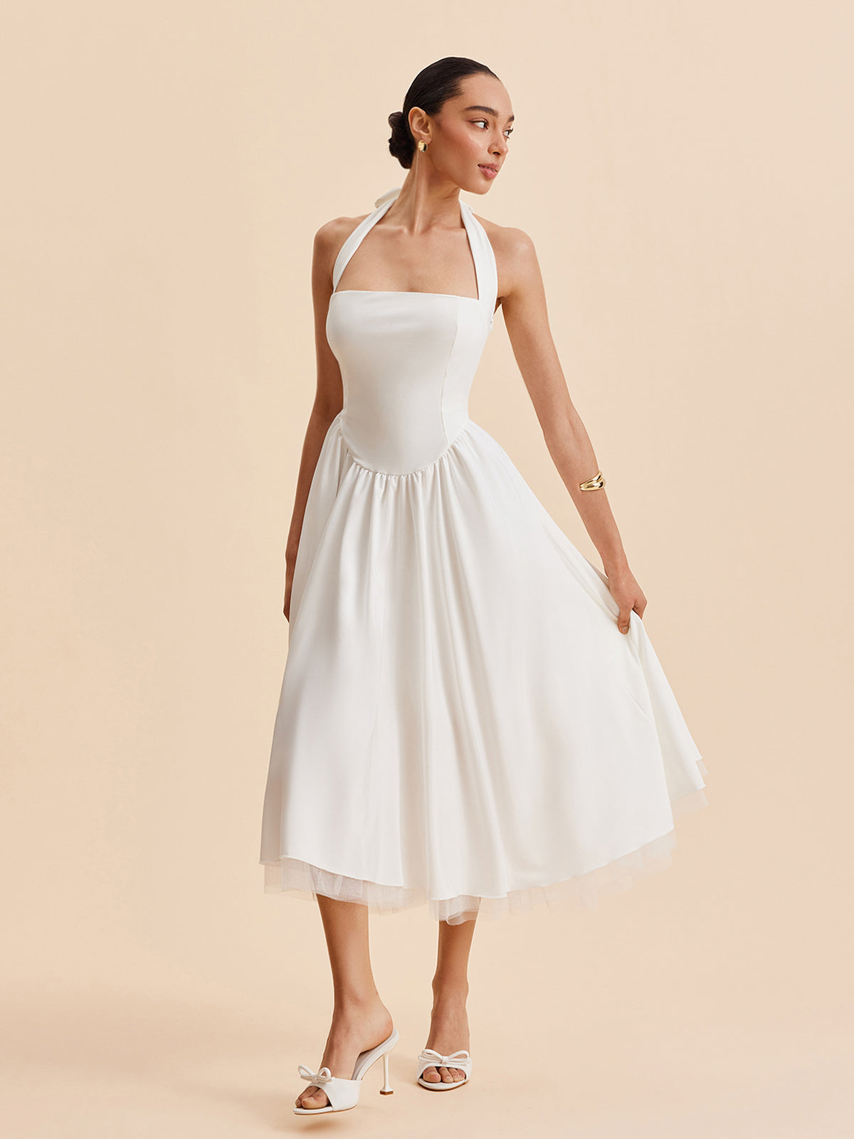 Askılı Sırtı Açık Fermuarlı Kolsuz Elbise