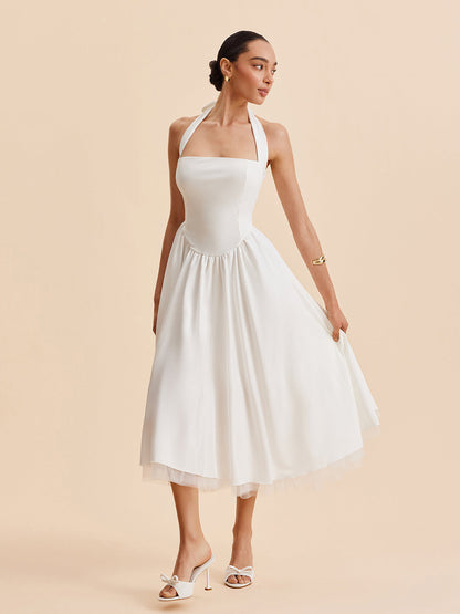 Askılı Sırtı Açık Fermuarlı Kolsuz Elbise