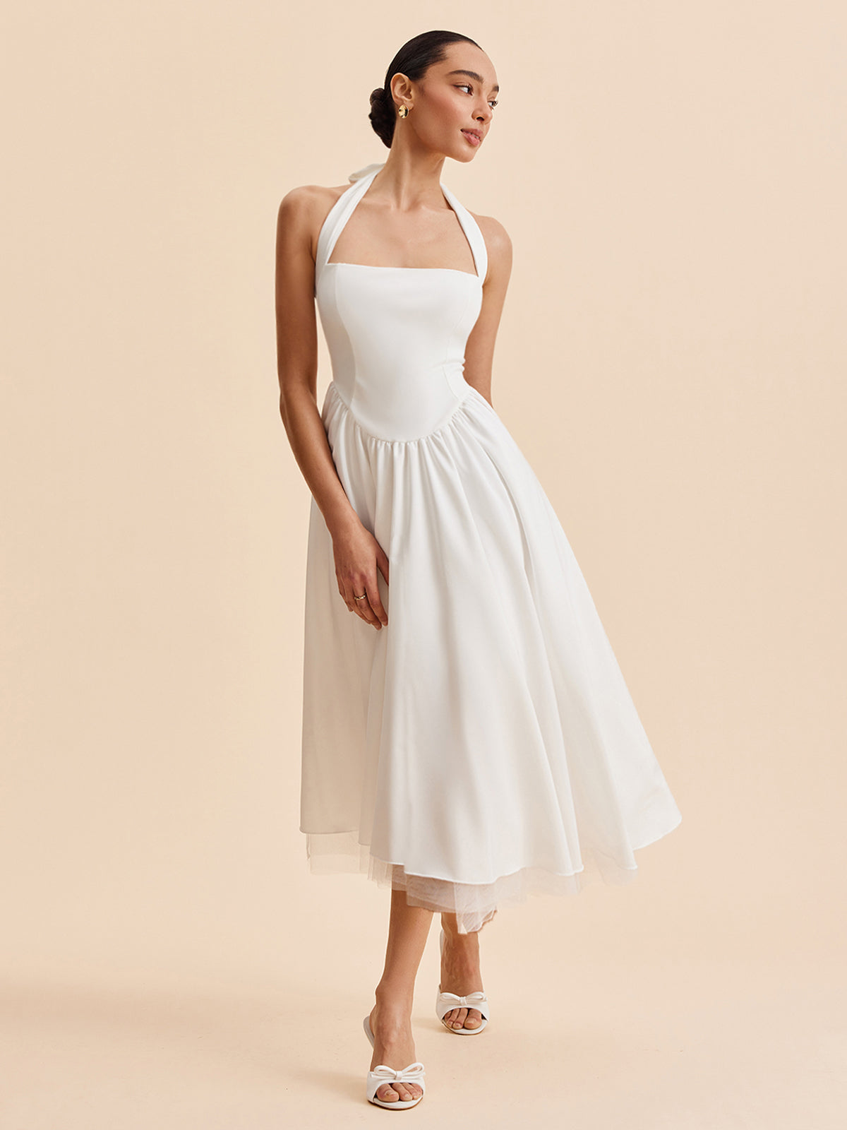 Askılı Sırtı Açık Fermuarlı Kolsuz Elbise