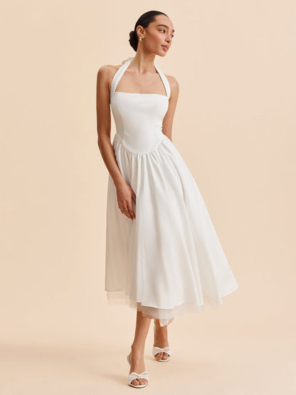 Askılı Sırtı Açık Fermuarlı Kolsuz Elbise