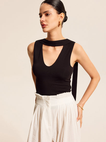 Boyun Bağlamalı V Yaka Üst