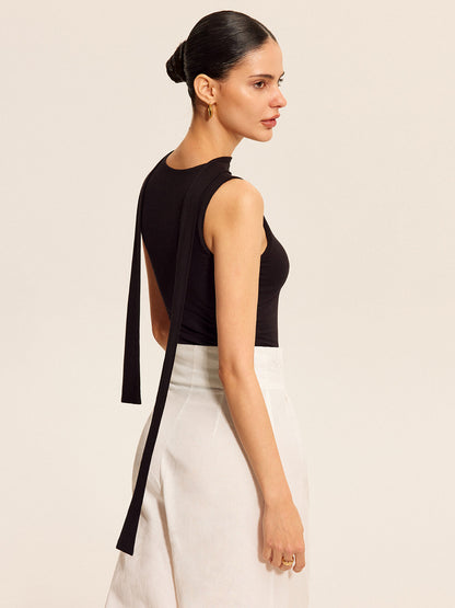 Boyun Bağlamalı V Yaka Üst