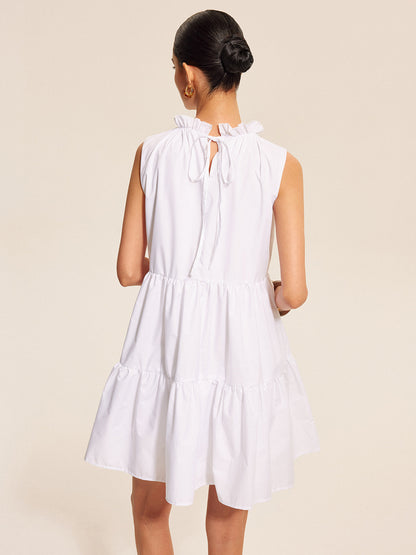 Volanlı Bağcıklı Katlı Elbise