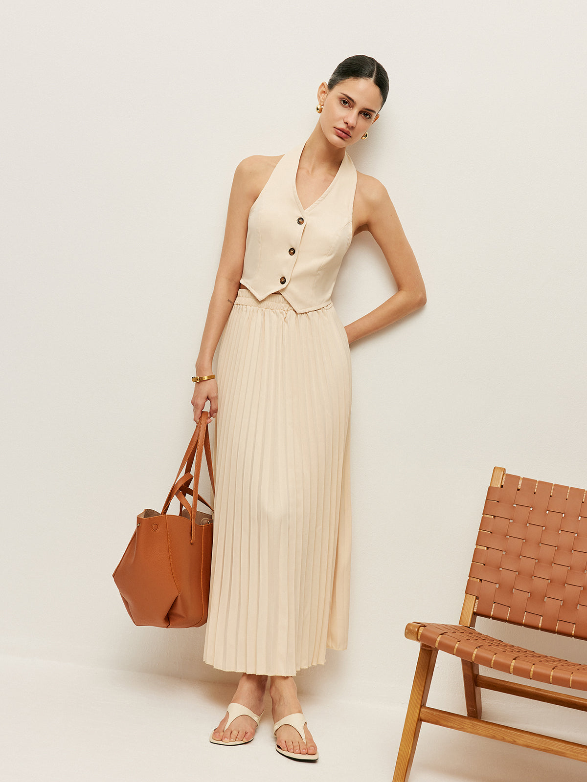 Pileli Etekli Yelek Takımı