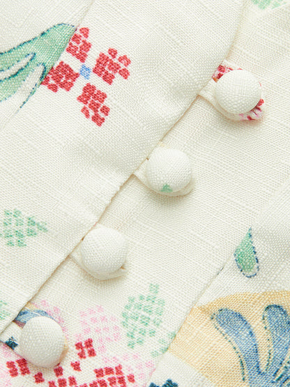 Çiçek İşlemeli Düğme Detaylı Yelek