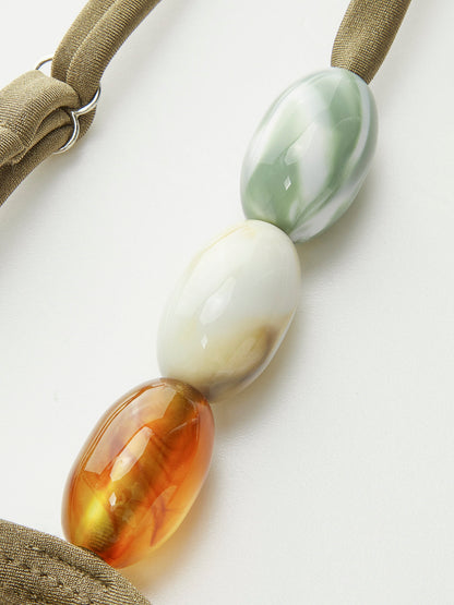 Boncuklu Askılı Kesim Tek Parça Mayo