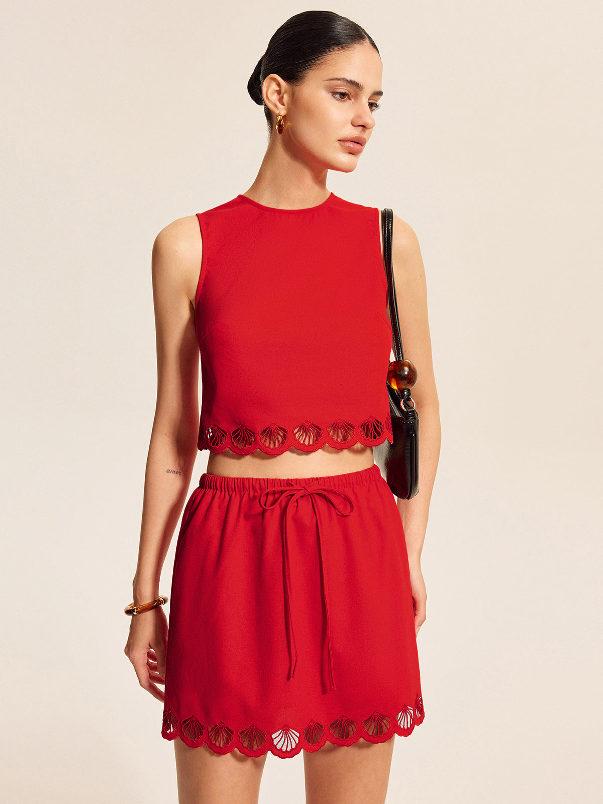 Pamuk ve Keten Taraklı Etek Takımı