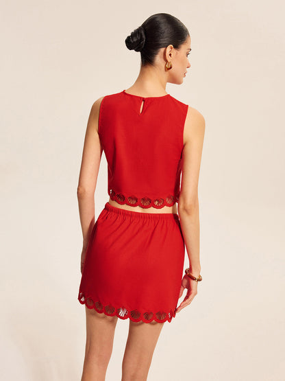 Pamuk ve Keten Taraklı Etek Takımı