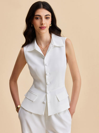 Cepli Düğmeli Kolsuz Pantolon Takımı