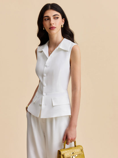 Cepli Düğmeli Kolsuz Pantolon Takımı